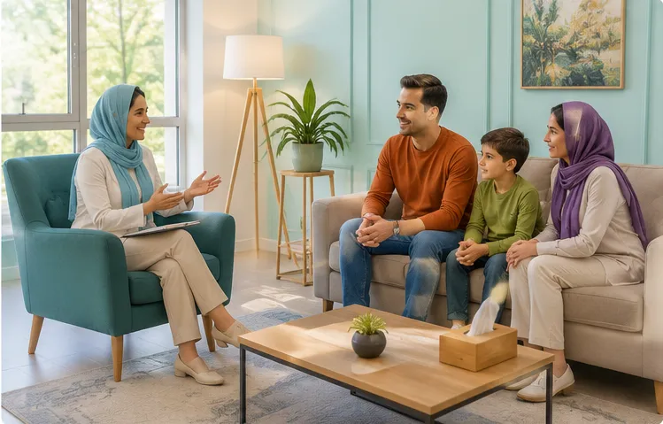 زوج در جلسه مشاوره با روانشناس